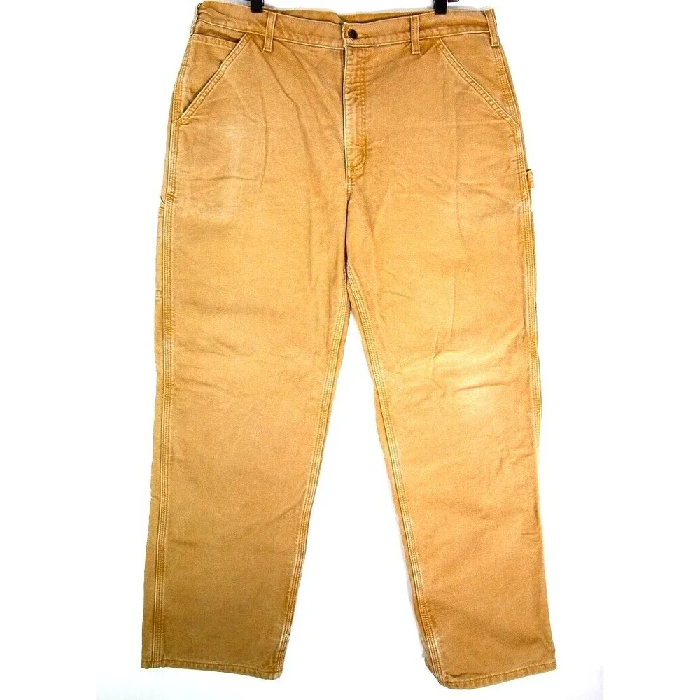 Carhartt Original Dungaree Fit Cargo Work Pants Canvas Tan Size 38 X 32